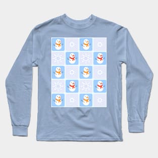 Winter checkered pattern snowman and snowflakes Long Sleeve T-Shirt